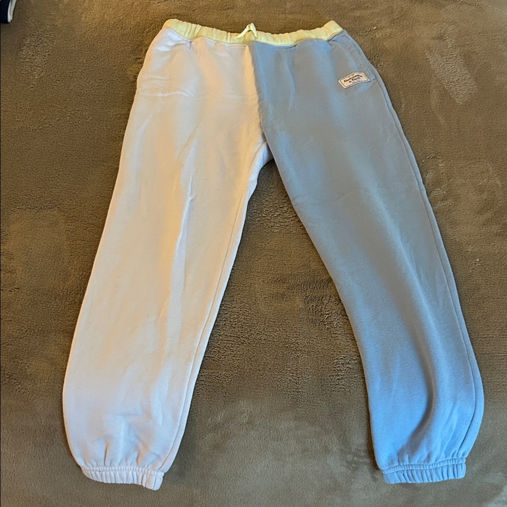 Abercrombie & Fitch Kids Two-Tone Joggers in Cream and Blue